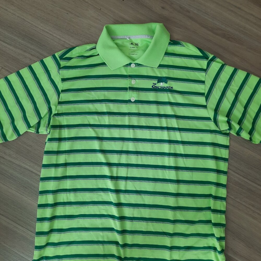 Adidas ClimaLite Green Stripe Golf Polo. Size Large-Free Shipping@